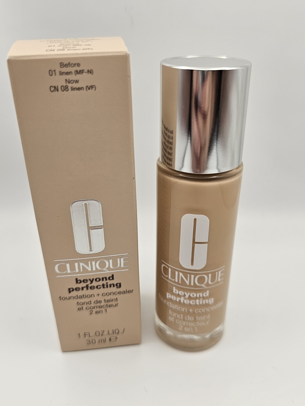 NEW Clinique Beyond Perfecting Foundation + Concealer - LINEN VF CN 08 1 FL oz.